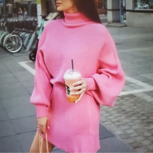 🦋 Bloggers Favorite 🦋 NEW ZARA PINK HIGH NECK KNIT SWEATER SZ M REF. 5536/123 - Picture 3 of 13